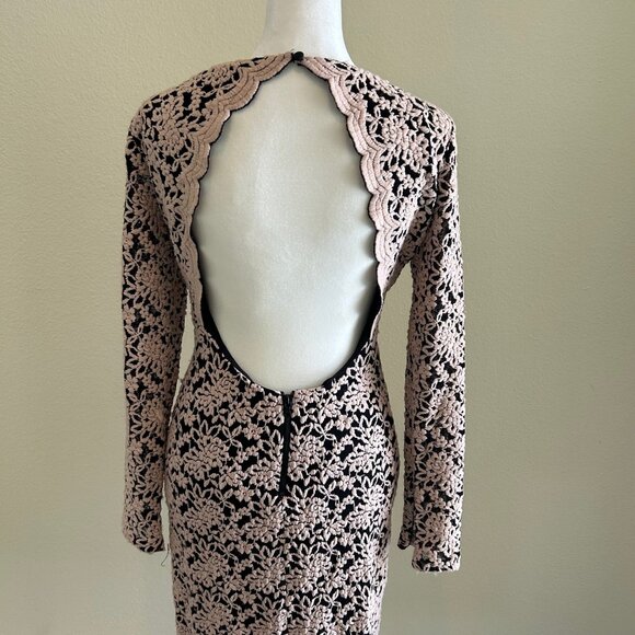 Alice + Olivia Dress Backless Embroidered Lace Detail Long Sleeve Floral Party - Picture 3 of 10